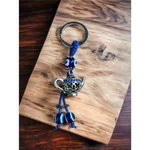 Stainless Steel Evil Eye Tea Pot Keyring | Turkish Eye Gifts | Gifts Present